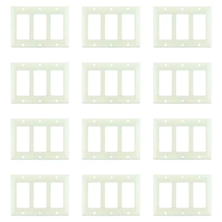 Sunlite 3-Gang Decorative Almond Switch/ Receptacle Plate Plastic Matching Screws Included UL Listed, 12PK 40913-NS